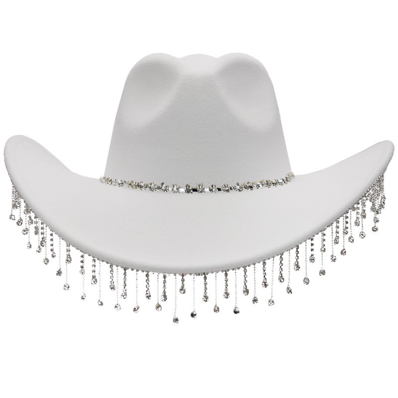 Crystal Bridal White Rhinestone Cowboy Hat
